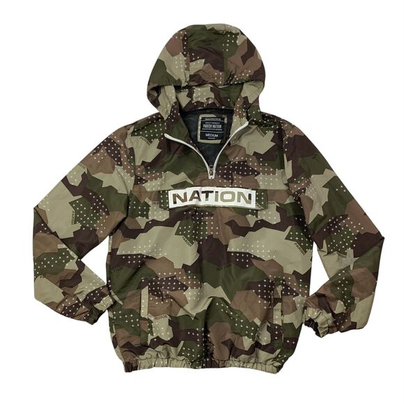 Parish Nation Jacket Mens M Camo Thread Collective Mesh Lined 1/4 Zip Hooded - Picture 1 of 10